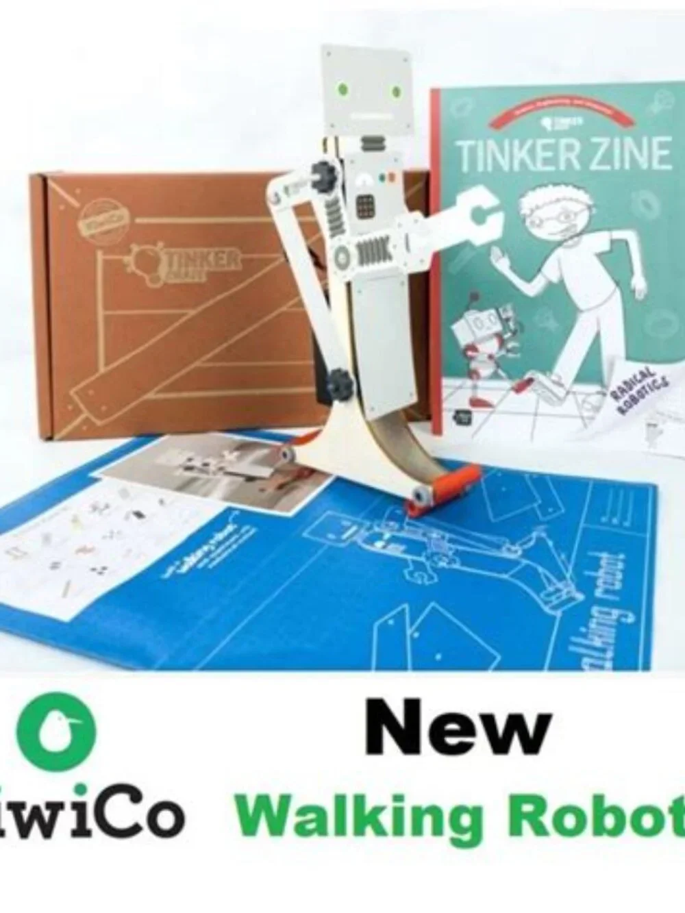 KiwiCo Walking Robot Tinker Crate kit. Recommended ages 9+.